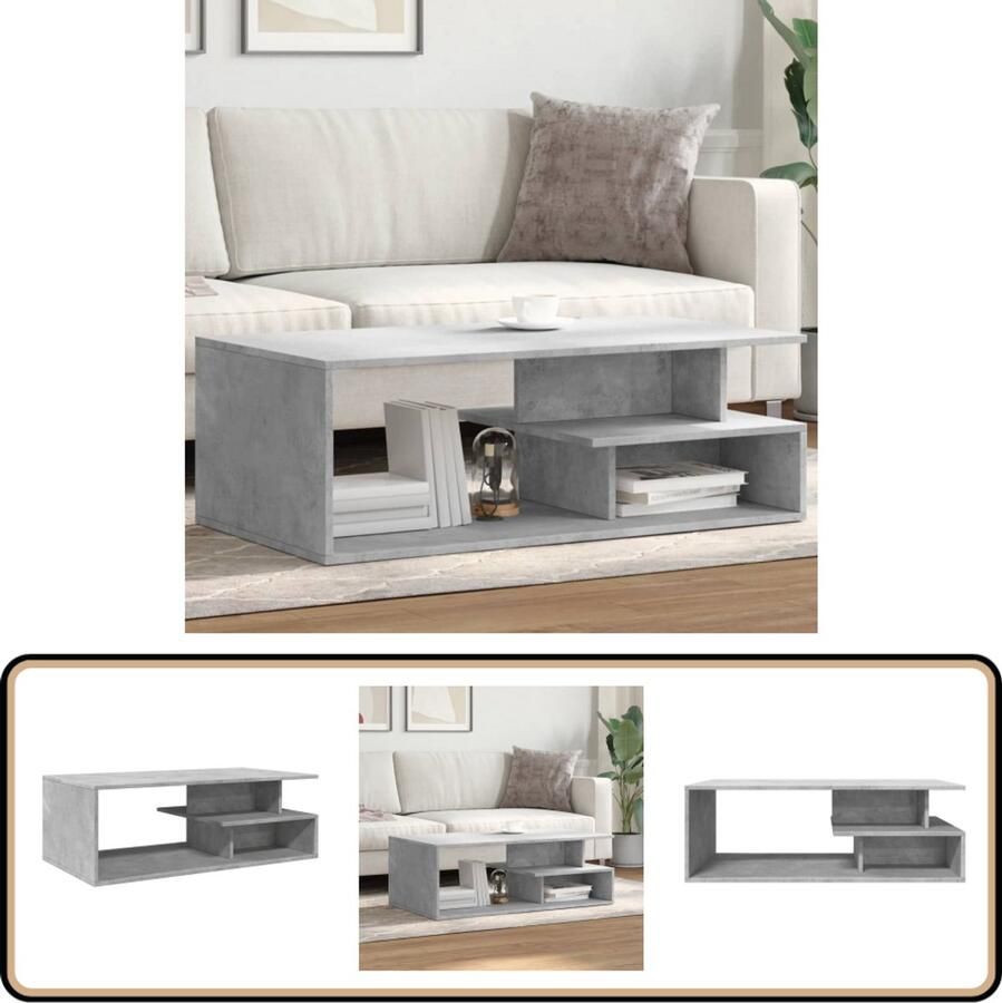 VidaXL Salontafel 102x55x35 cm bewerkt hout betongrijs