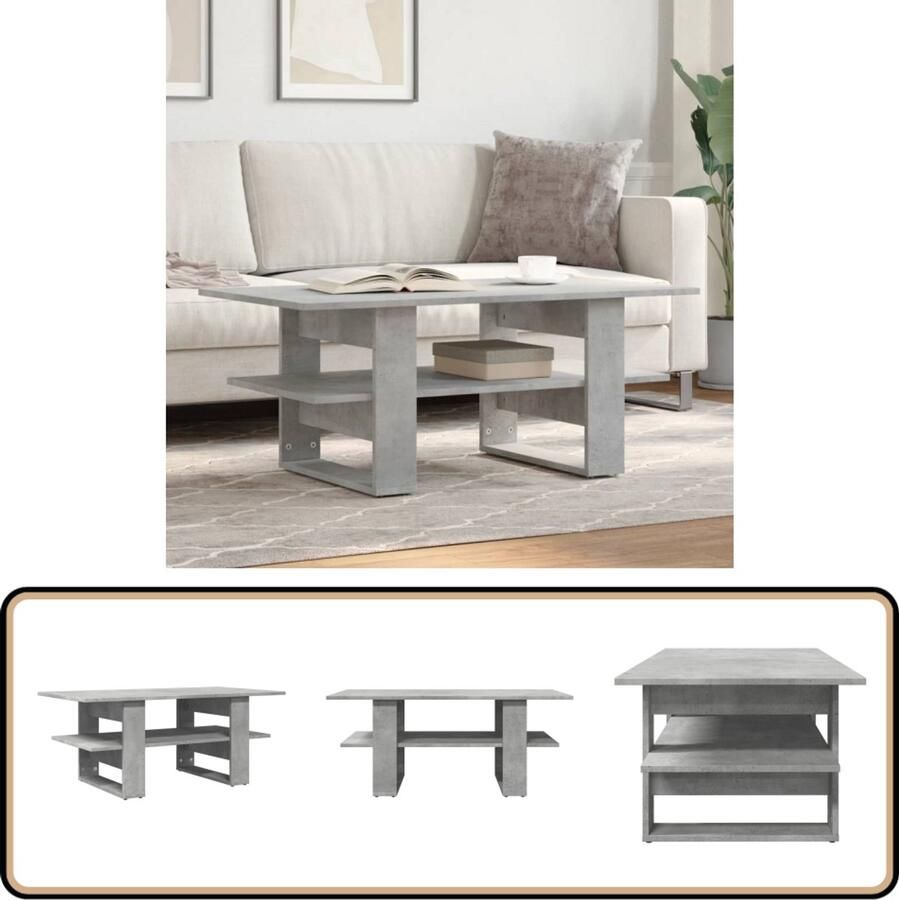 VidaXL Salontafel 102x55x42 cm Bewerkt hout Betongrijs Salontafel Beton Grijs Houten Salontafel Bijzettafel Tv Tafels Meubilair Livingroom Furniture Modern Design