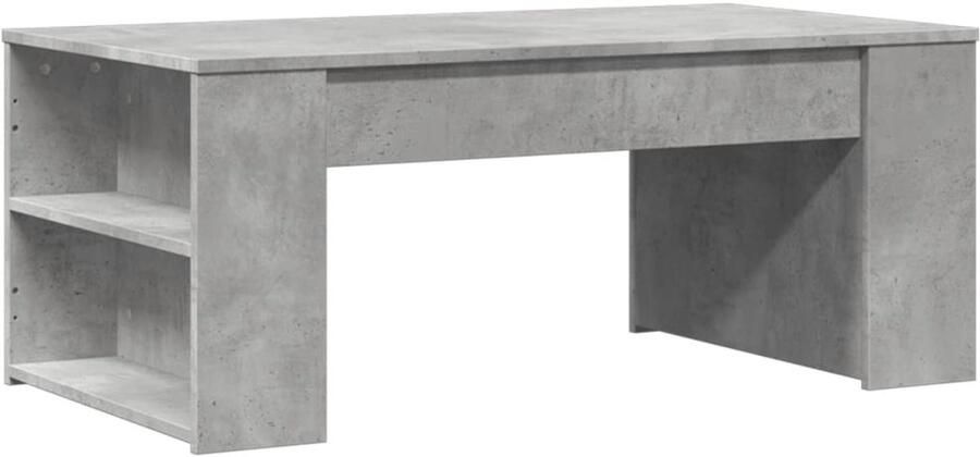 The Living Store Salontafel 102x55x42 cm bewerkt hout betongrijs Salontafel Houten Salontafel Beton Grijze Salontafel Tv Tafellaar Bijzettafel