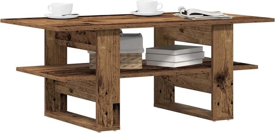 VidaXL Salontafel 102x55x42 cm bewerkt hout oud houtkleurig - Foto 2