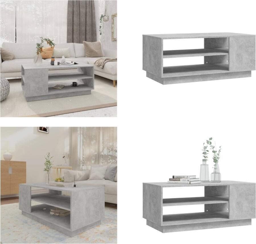 VidaXL Salontafel 102x55x43 cm bewerkt hout betongrijs Salontafel Salontafels Woonkamertafel Banktafel