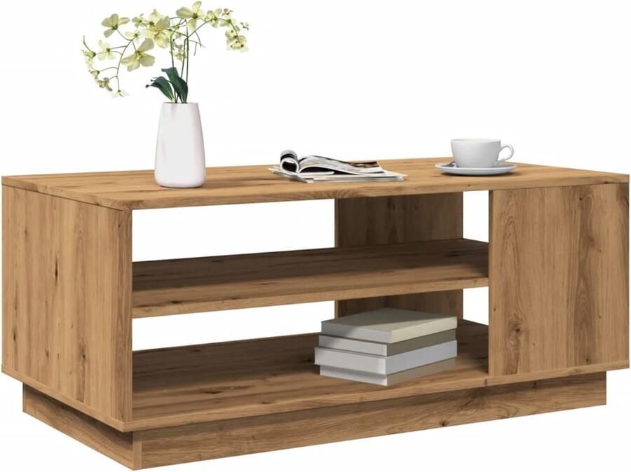 VidaXL Salontafel 102x55x43 cm Bewerkt hout Eikenkleur Salontafel Salontafels Bijzettafel Banktafel