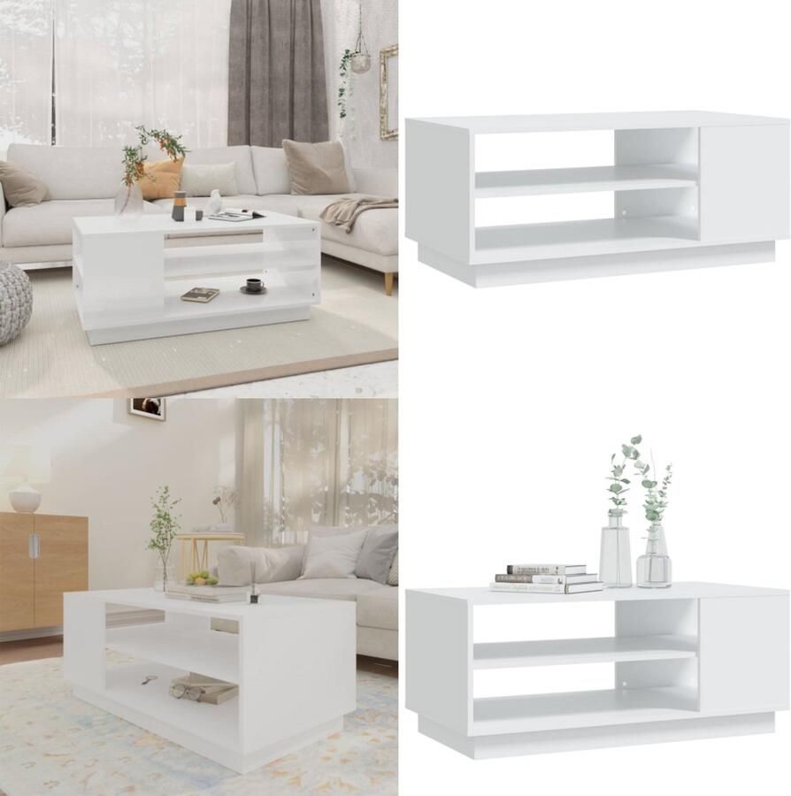 VidaXL Salontafel 102x55x43 cm bewerkt hout wit Salontafel Salontafels Woonkamertafel Banktafel