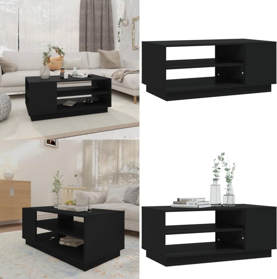 VidaXL Salontafel 102x55x43 cm bewerkt hout zwart Salontafel Salontafels Woonkamertafel Banktafel