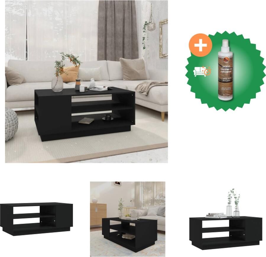 VidaXL Salontafel 102x55x43 cm spaanplaat zwart Tafel Inclusief Houtreiniger en verfrisser