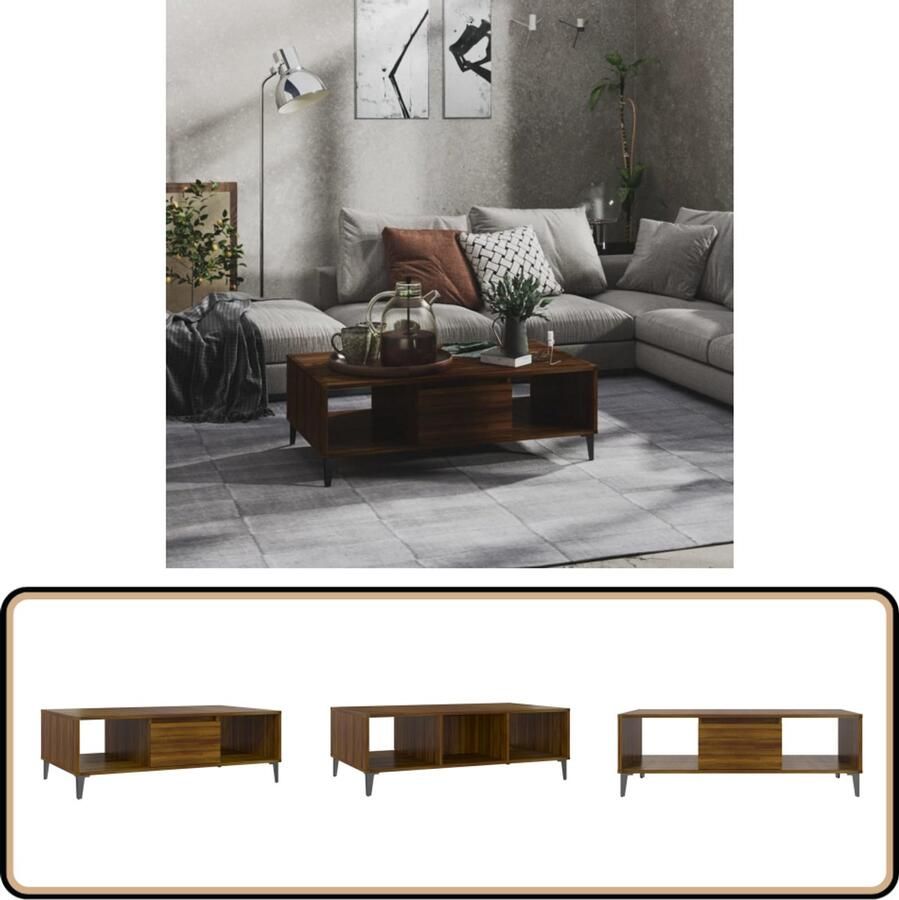 VidaXL Salontafel 103 5x60x35 cm Bruin Eiken Salontafel Houten Salontafel Bruine Salontafel Bijzettafel Tv Tafeltje