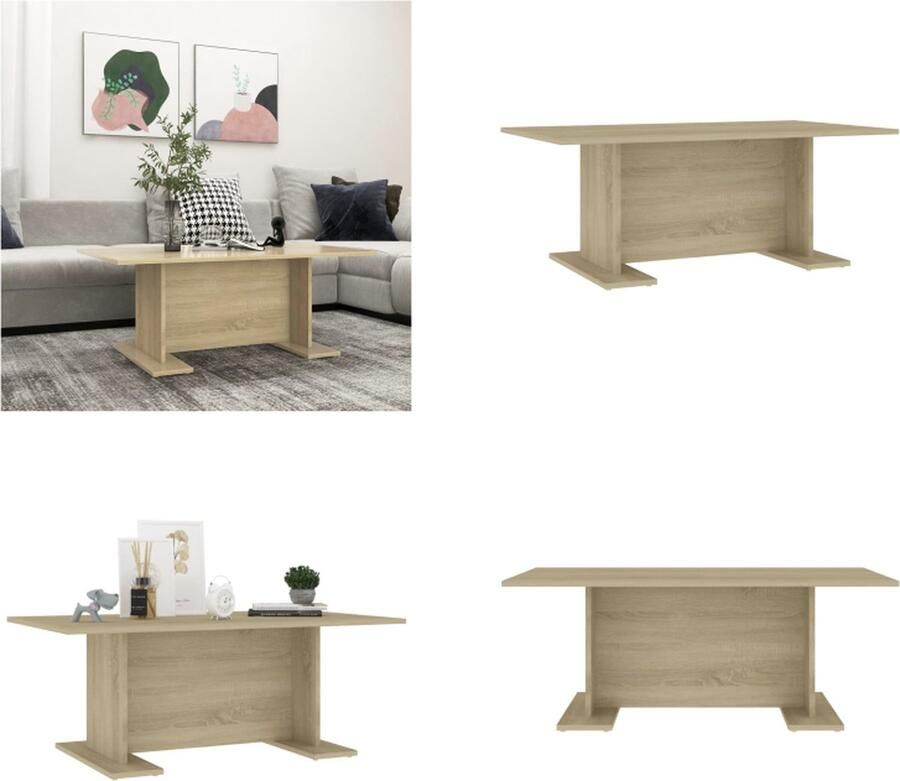 VidaXL Salontafel 103-5x60x40 cm spaanplaat sonoma eikenkleurig Salontafel Salontafels Koffietafel Koffietafels
