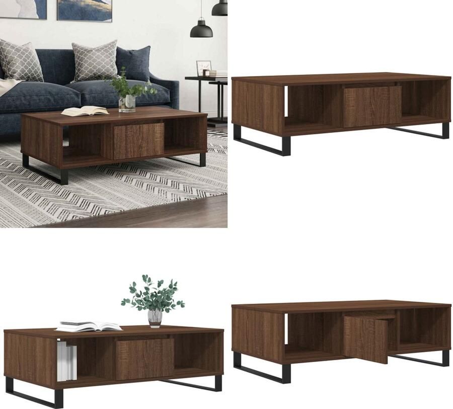 VidaXL Salontafel 104x60x35 cm bewerkt hout bruineiken Salontafel Salontafels Bijzettafel Tafeltje