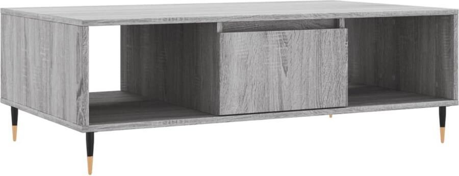 VidaXL Salontafel 104x60x35 cm bewerkt hout grijs sonoma Salontafel Bijzettafel Grijze Salontafel Houten Salontafel Bijzetkastje Tv Tafeltje Living Room Furniture Salontafel Salontafels Bijzettafel Tafeltje
