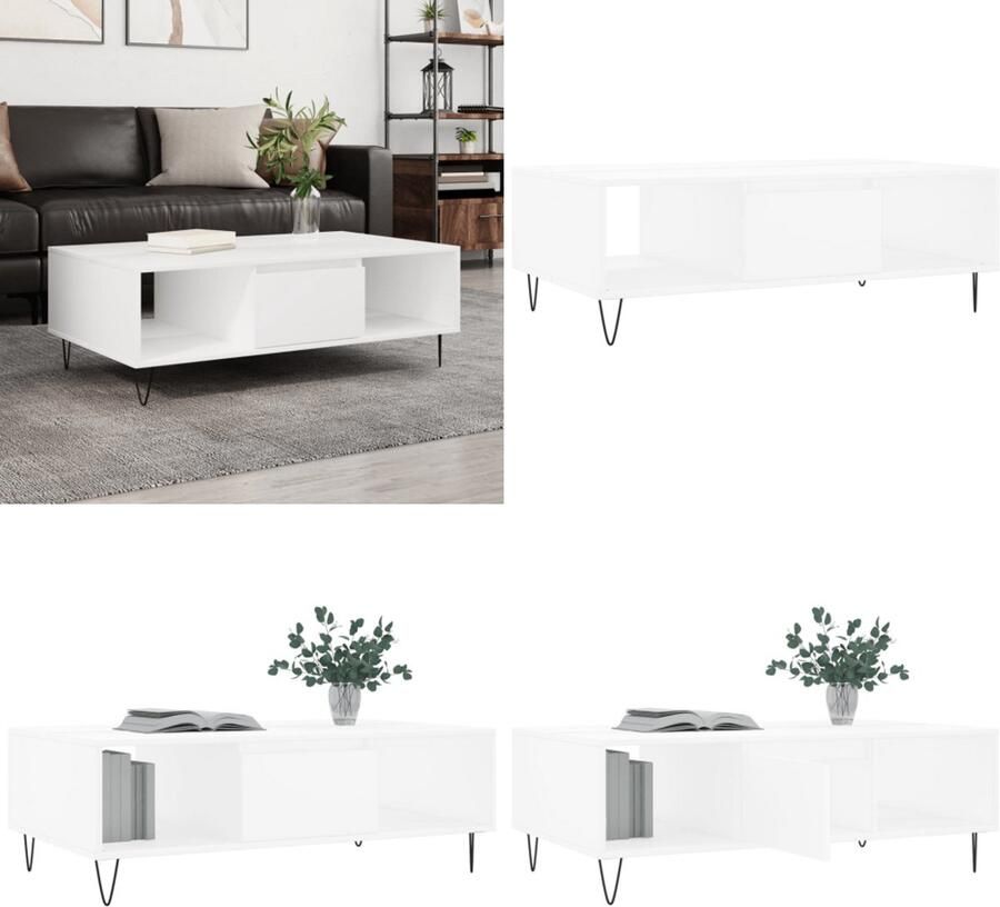 VidaXL Salontafel 104x60x35 cm bewerkt hout wit Salontafel Salontafels Bijzettafel Tafeltje