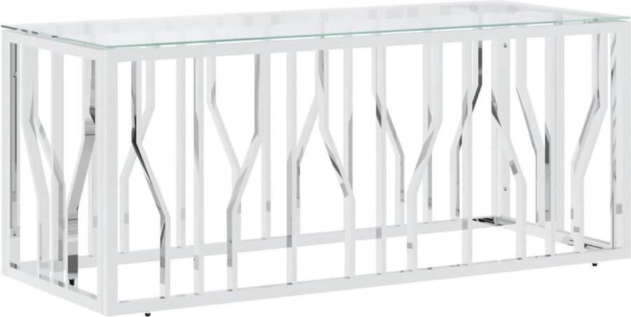 VidaXL -Salontafel-110x45x45-cm-roestvrij-staal-en-glas - Foto 4