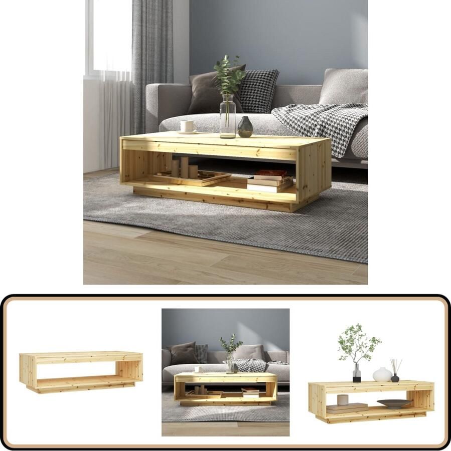 VidaXL Salontafel 110x50x33 5 cm Massief vurenhout Salontafel Banktafel Hout Meubel Houten Meubilair Living Room Furniture