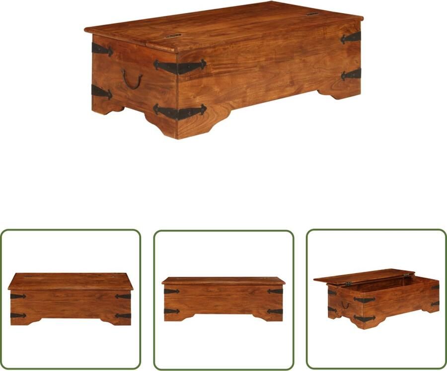 The Living Store Retro Salontafel Acaciahout 110 x 55 x 35 cm Prachtige nerf Vintage look Salontafel Retro Salontafel Acaciahout Salontafel Vintage Salontafel Met Lade - Foto 2