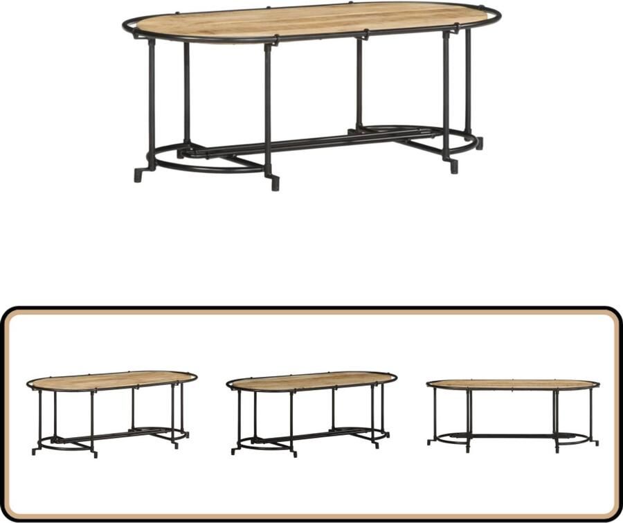 VidaXL Salontafel 110x55x40 cm Mangohout & IJzer Salontafel Houten Salontafel Mangohouten Salontafel Industrieel Design Livingroom Meubels