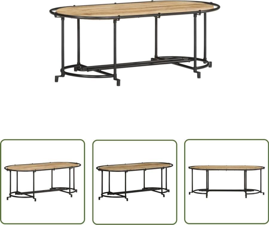 The Living Store Salontafel 110x55x40 cm massief ruw mangohout Salontafel Houten Salontafel Mangohouten Salontafel Industrieel Design Livingroom Meubels