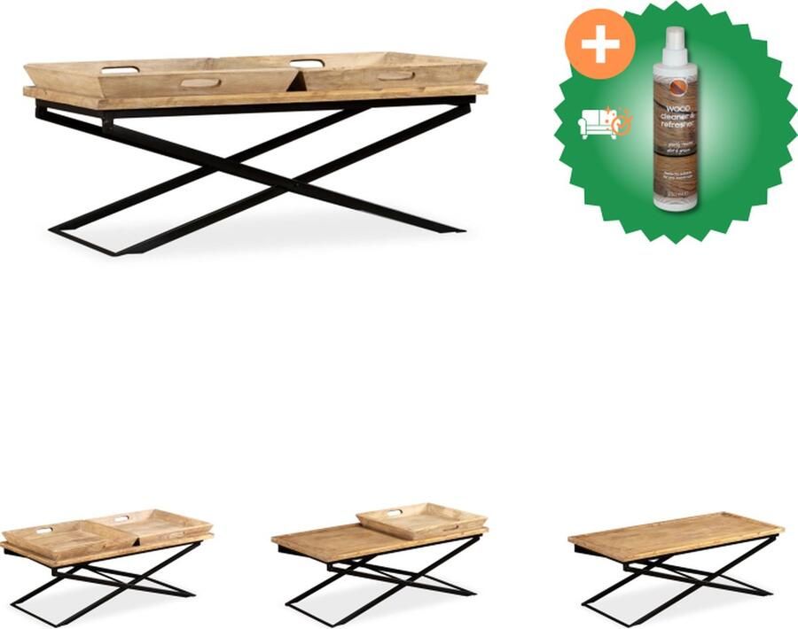VidaXL Salontafel 110x55x42 cm massief mangohout Tafel Inclusief Houtreiniger en verfrisser