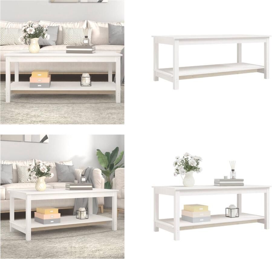 VidaXL Salontafel 110x55x45 cm massief grenenhout wit Salontafel Salontafels Bijzettafel Woonkamertafel
