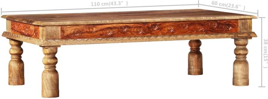 VidaXL Salontafel 110x60x38 cm massief mangohout en sheeshamhout