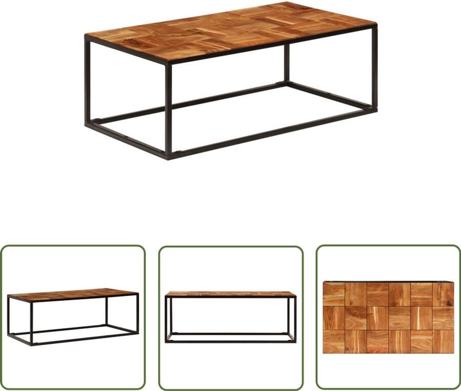 VidaXL Salontafel 110x60x40 cm Acaciahout & Staal Salontafel Acacia Hout Metalen Onderstel Bruine Salontafel Zwarte Salontafel Industrieel Meubilair Living Room Furniture Kamermeubels