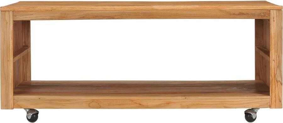 VidaXL Salontafel Massief Teakhout 110x60x40 cm Salontafel Teak Hout Landelijke Stijl Koffietafel Woonkamer Meubilair Vintage Tafel Industriële Tafel Multifunctionele Tafel Robuuste Tafel Met Wielen