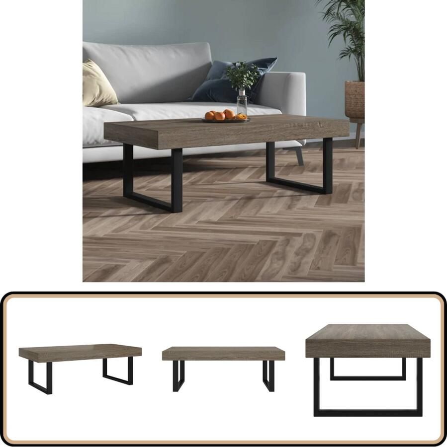 VidaXL Salontafel 120x60x40 cm MDF en ijzer Salontafel Bijzettafel Mdf Metalen Onderstel Grijze Salontafel Zwarte Salontafel Industrieel Meubilair Livingroom Furniture Tv Tafeltje Lowboard Sidetable