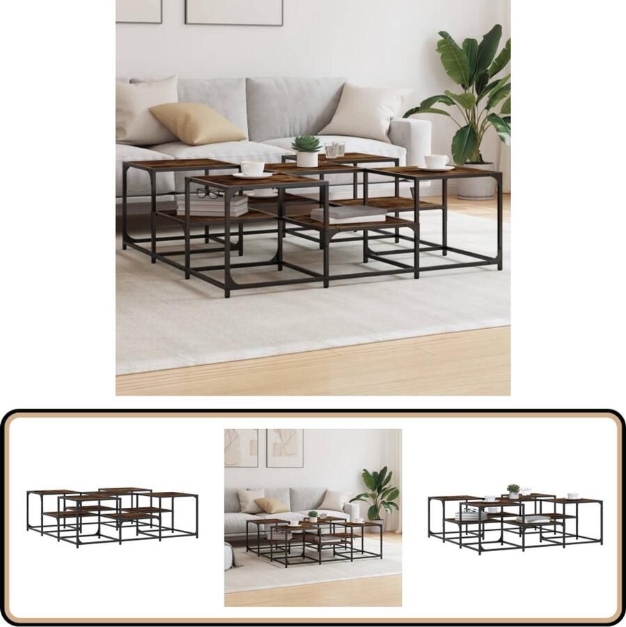 VidaXL Salontafel 121x121x40 cm bewerkt hout gerookt eikenkleurig