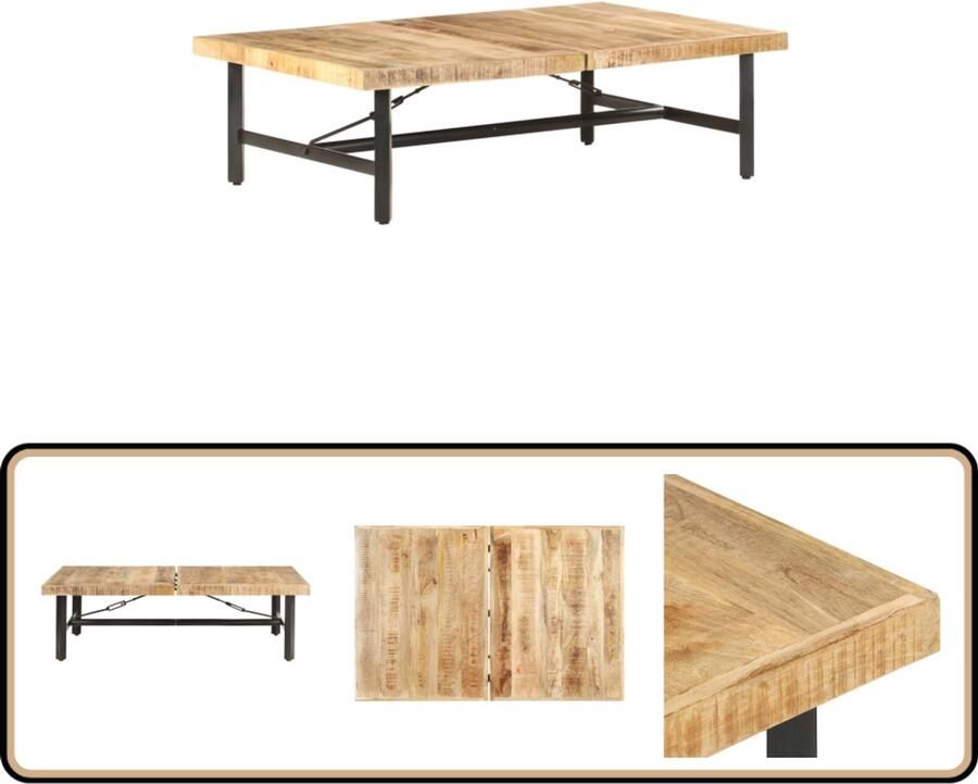 VidaXL Salontafel 142x90x42 cm Massief Mangohout Salontafel Houten Salontafel Mangohout Salontafel Bruine Salontafel Klassieke Salontafel Industriële Salontafel