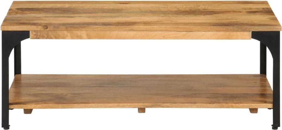 VidaXL Salontafel 2-laags 100x55x38 cm massief mangohout en staal Salontafel Salontafels Tafel Bijzettafel
