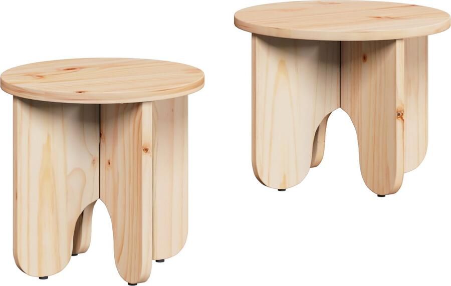 VidaXL Salontafel 2 pcs Naturel 39.5 x 39.5 x 30 cm Massief grenenhout