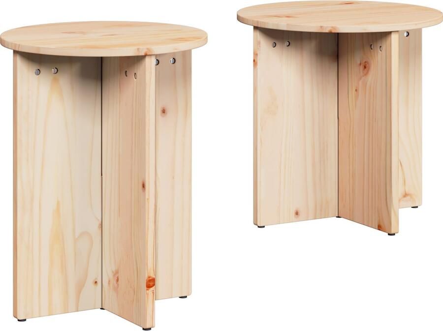 VidaXL Salontafel 2 pcs Naturel 41.5 x 41.5 x 41 cm Massief grenenhout