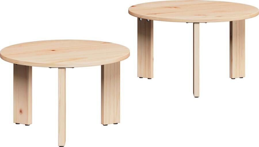 VidaXL Salontafel 2 pcs Naturel 47.5 x 47.5 x 27 cm Massief grenenhout