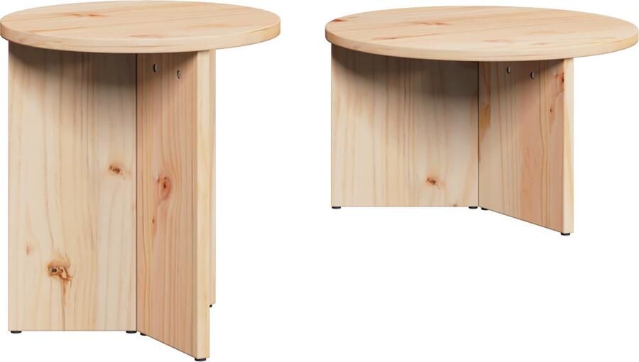 VidaXL Salontafel 2 pcs Naturel 49 x 49 x 28 cm Massief grenenhout