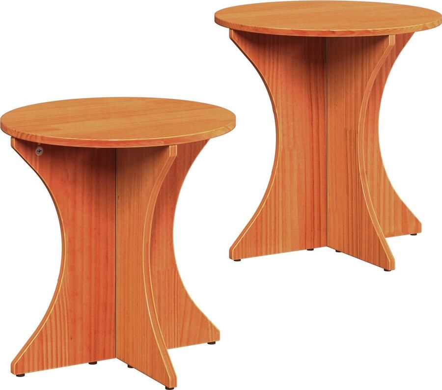 VidaXL Koffietafel Set 2 pcs Bruin 46 x 46 x 47 cm Massief grenenhout