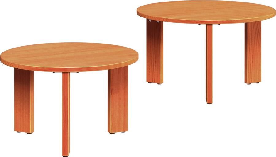 VidaXL Koffietafel Set 2 pcs Wasbruin 47.5 x 47.5 x 27 cm