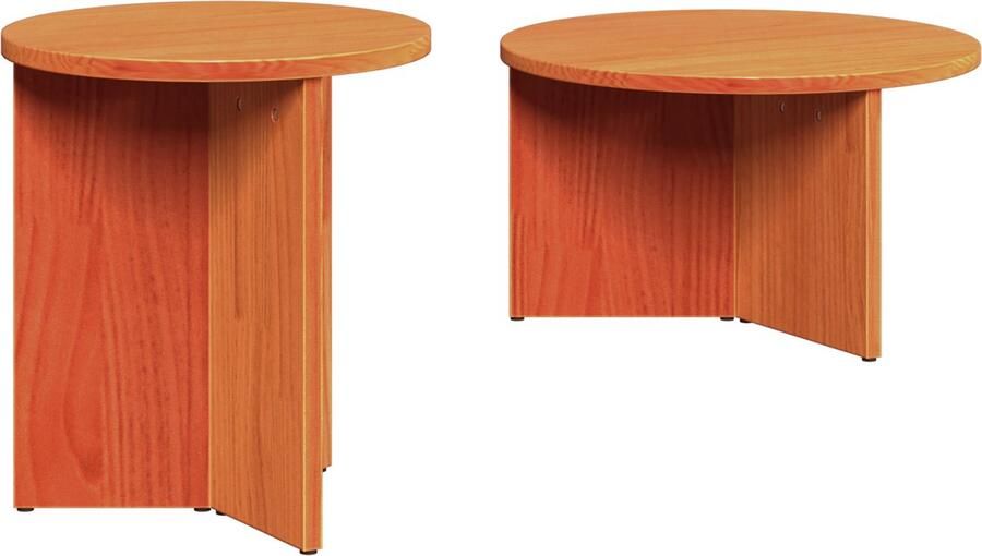 VidaXL Salontafel 2 pcs Wasbruin 49 x 49 x 28 cm Massief grenenhout