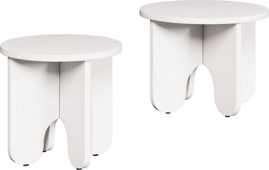 VidaXL Salontafel 2 pcs Wit 39.5 x 39.5 x 30 cm Massief grenenhout