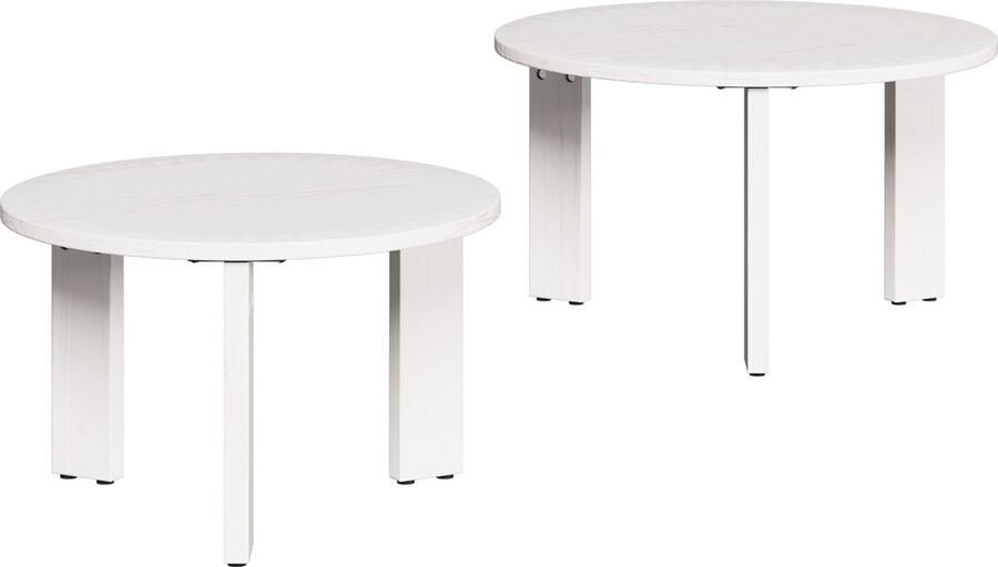 VidaXL Salontafel 2 pcs Wit 47.5 x 47.5 x 27 cm Massief grenenhout