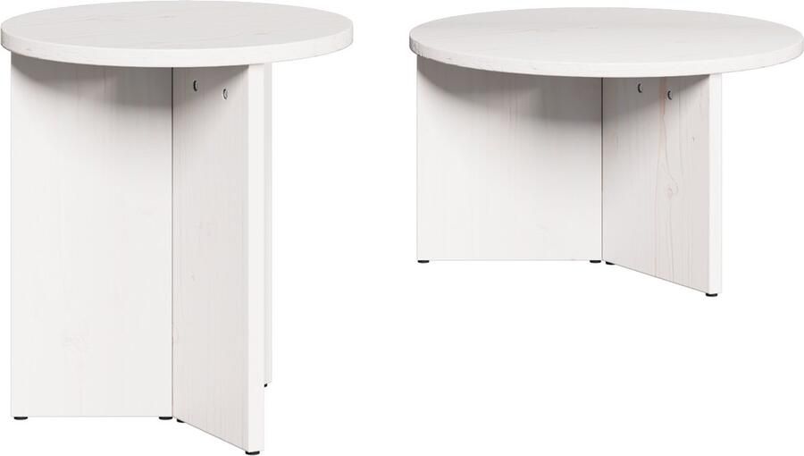VidaXL Koffietafel Set 2 pcs Wit 49 x 49 x 28 cm Massief grenenhout
