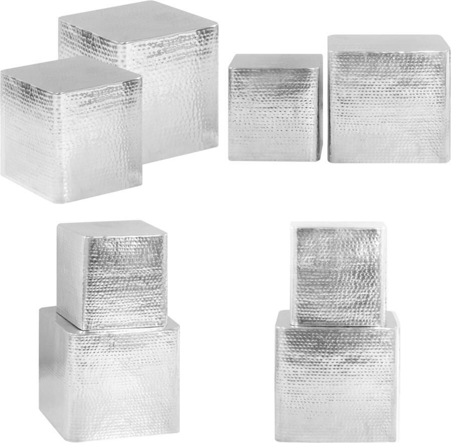 VidaXL Salontafel 2 st aluminium zilver Salontafel Salontafels Koffietafel Koffietafels