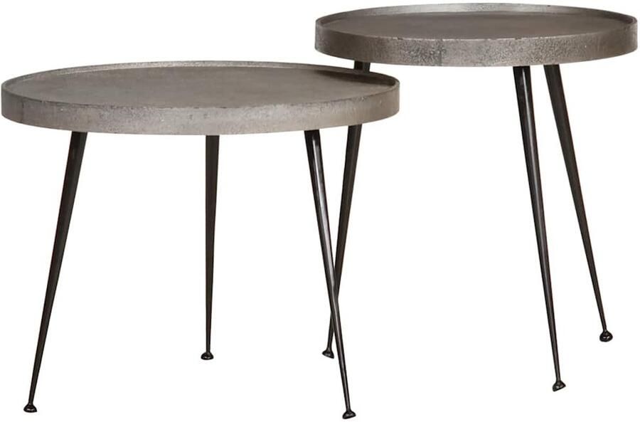 VidaXL Salontafel 2 stuks zilverkleurig bewerkt hout