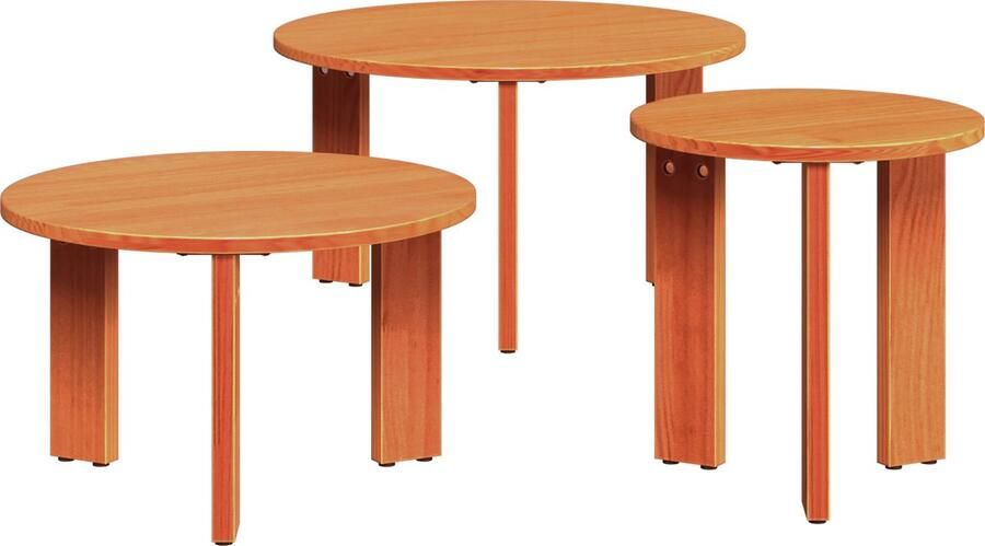 VidaXL Koffietafel Set 3 pcs Wasbruin 47.5 x 47.5 x 27 cm