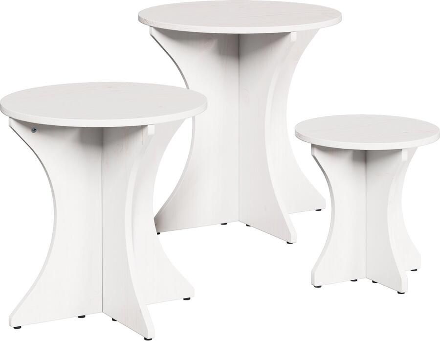 VidaXL Koffietafel Set 3 pcs Wit 46 x 46 x 47 cm Massief grenenhout