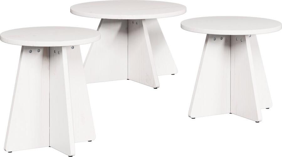 VidaXL Koffietafel Set 3 pcs Wit 49 x 49 x 30 cm Massief grenenhout