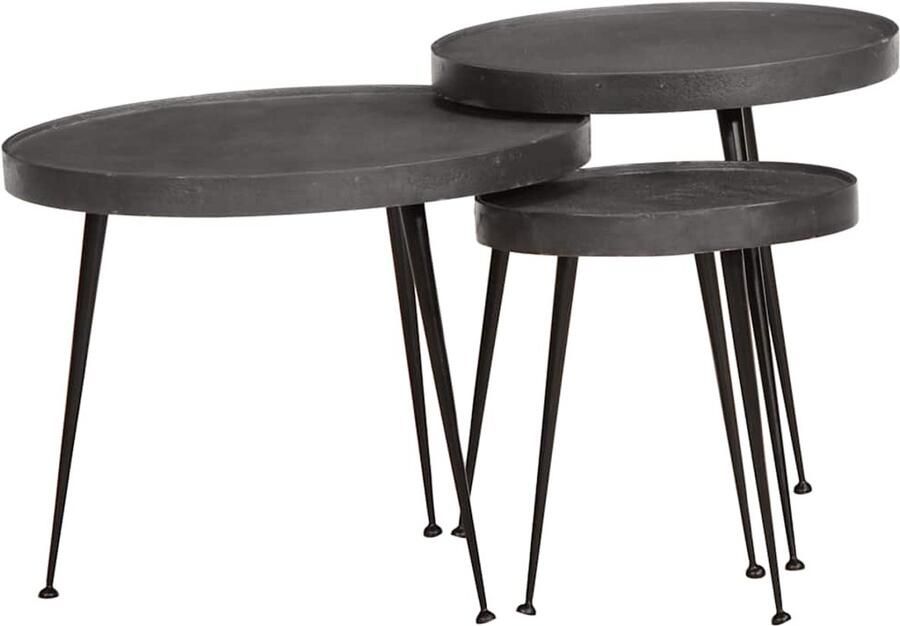 VidaXL Salontafel 3 stuks Zwart bewerkt hout