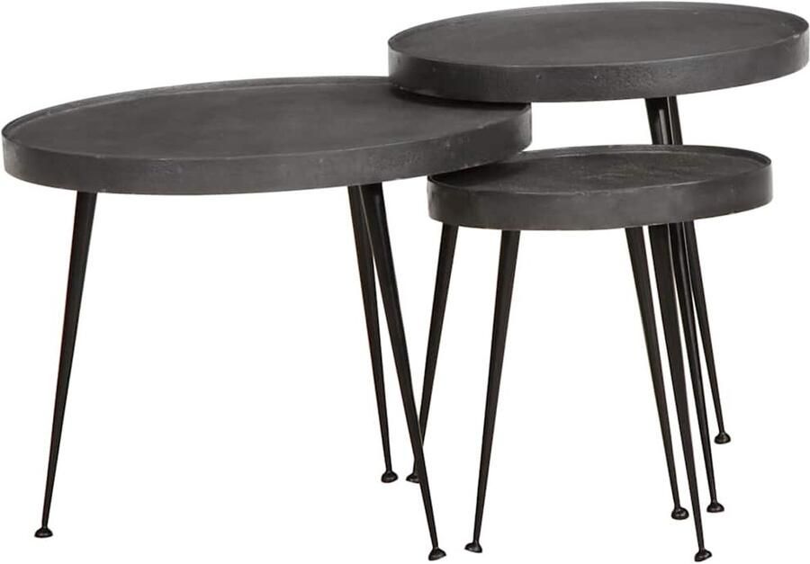 VidaXL Salontafel 3 stuks Zwart bewerkt hout