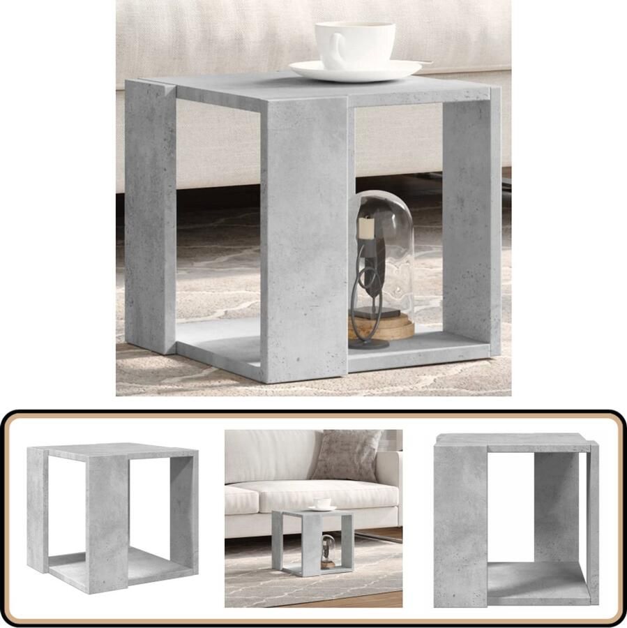 VidaXL Salontafel 32x32x30 cm Bewerkt hout Betongrijs Salontafel Bijzettafel Beton Grijs Houten Meubilair Compact Tafeltje Multifunctionele Tafel Living Room Furniture Stoere Salontafel