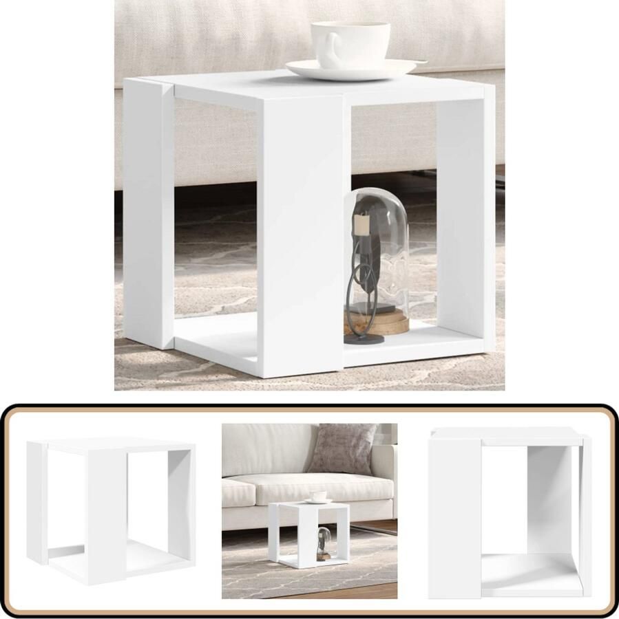 VidaXL Salontafel Wit Bewerkt hout 32x32x30 cm Salontafel Bijzettafel Houten Salontafel Wit Meubel Woonkamerdecoratie Compact Bureau Tv Stand