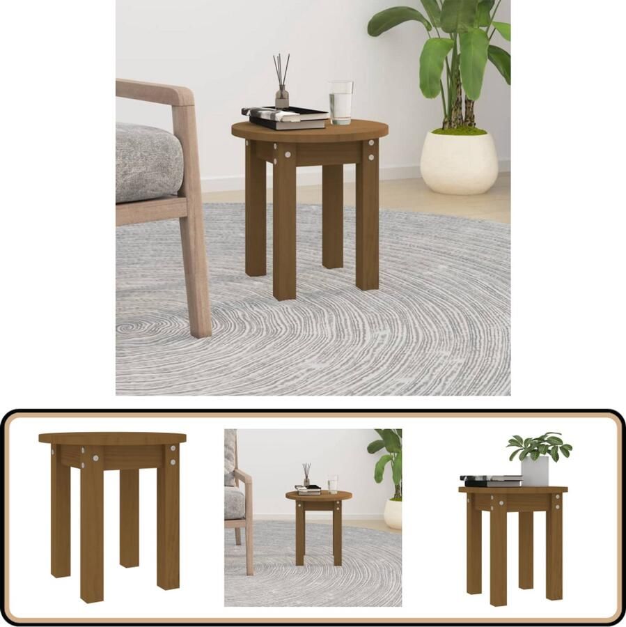VidaXL Salontafel 35x35 cm Massief Grenenhout Klassieke Salontafel Houten Salontafel Grenenhouten Salontafel Bruin Kleine Salontafel Bijzettafel Interieurdecoratie Livingroom Meubilair
