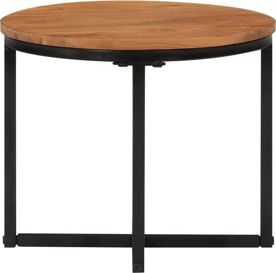 The Living Store Salontafel 35x35x30 cm massief acaciahout en ijzer Salontafel Banktafel Acaciahout Houten Tafel Moderne Salontafel