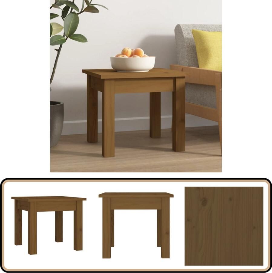 VidaXL Salontafel 35x35x30 cm Massief Grenenhout Salontafel Houten Salontafel Grenenhout Salontafel Honingbruine Salontafel Kleine Salontafel